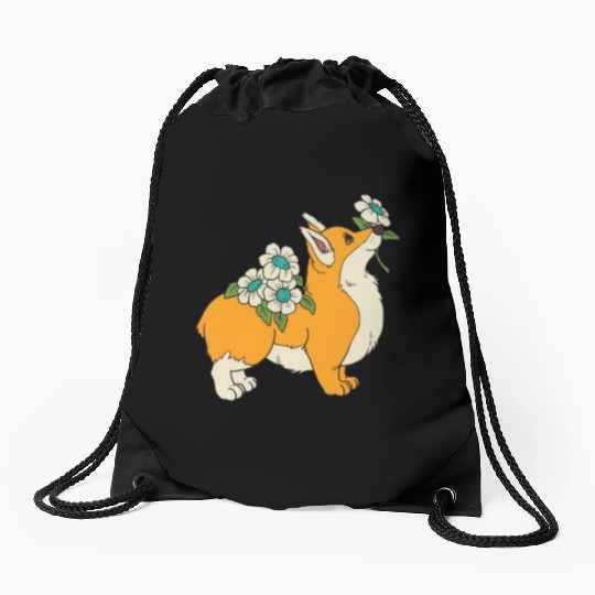 Corgi Flower Mom Cute Dog Lover Drawstring Bags