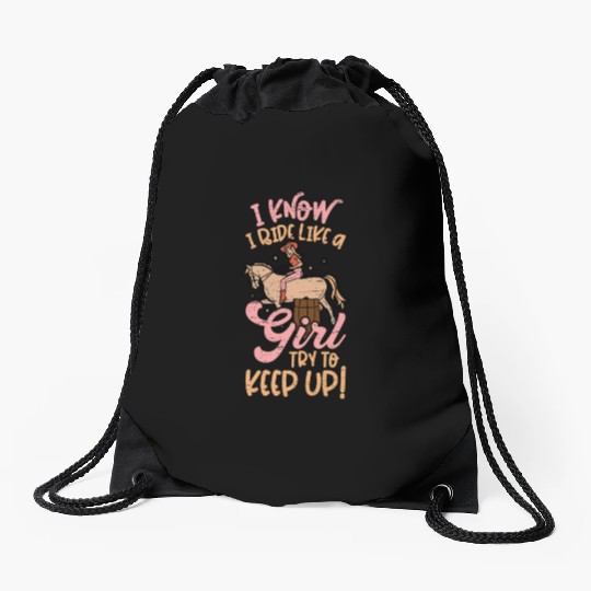 Barrel Racing Rodeo Equestrian Horse Barrel Racer Drawstring Bags