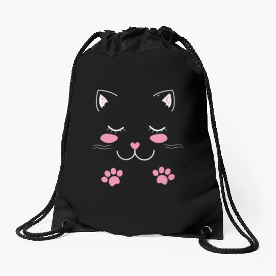Adorable cat face Drawstring Bags