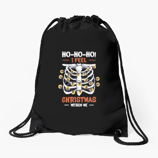 Christmas Holiday Skeleton Rib Cage Radiology Drawstring Bags