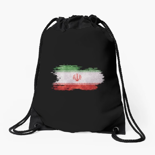Iran - national flag, brush effect Drawstring Bags