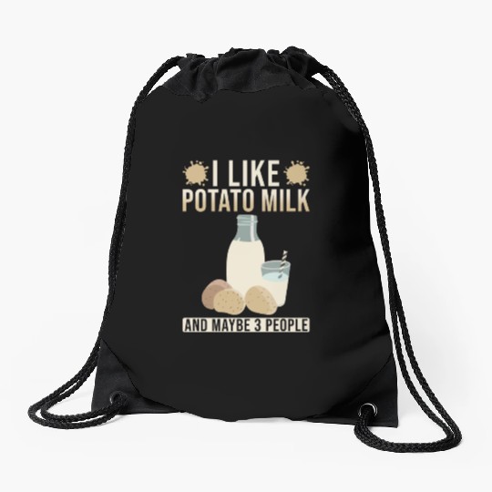 Potato Milk Saying Drawstring Bags