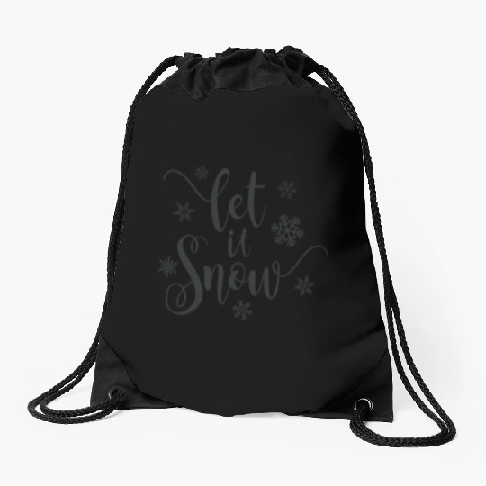 Simple Let it Snow Christmas Calligraphy Drawstring Bags