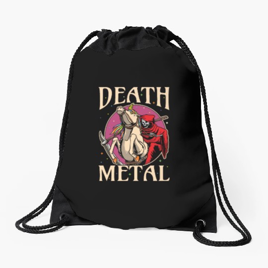 Reaper Rock Satan Unicorn Festivals Death Metal Drawstring Bags