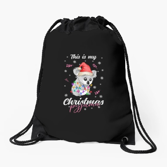 Winter Christmas Pyjama Koala Drawstring Bags