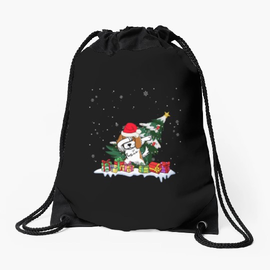 Saint Bernard Christmas Dabbing Santa Xmas Pajama Drawstring Bags