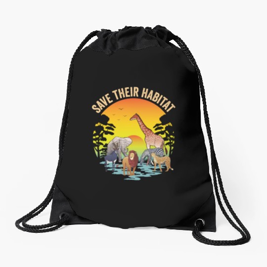 African Animal Rights Safari Lover Drawstring Bags