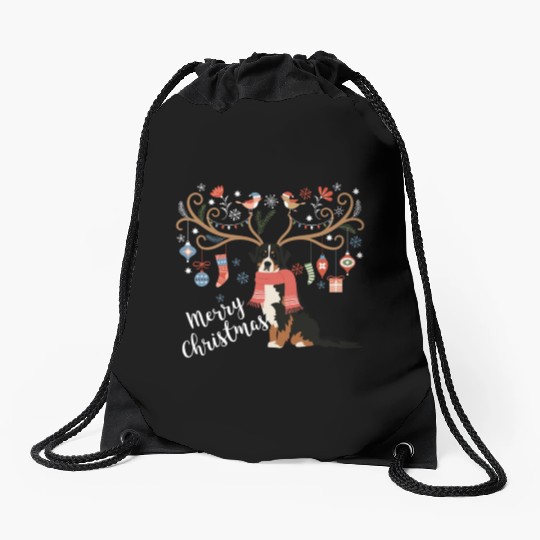 Bernese Mountain Dog Christmas Drawstring Bags