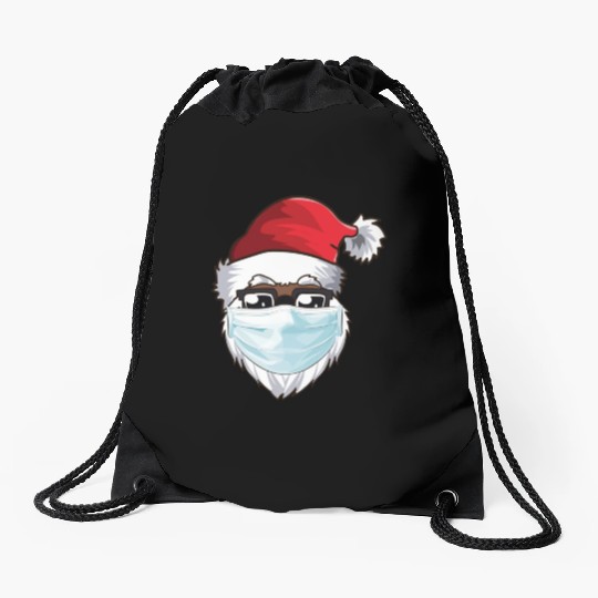 Black African American Christmas 2022 Santa Wearin Drawstring Bags