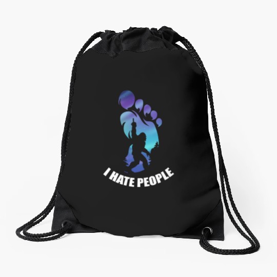 Bigfoot I Hate People Funny Big Foot Sasquatch Drawstring Bags