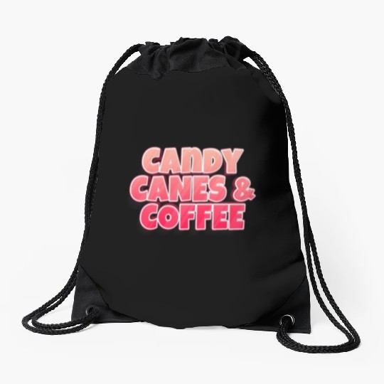 Candy Cane Candy Canes And Coffee Drawstring Bags