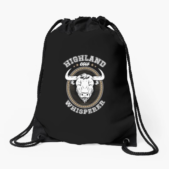 Highland Cow Whisperer Grass Puppy Cow Farmer Drawstring Bags
