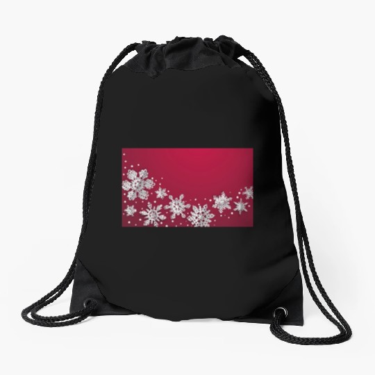 Christmas Snowflakes Red Winter Drawstring Bags