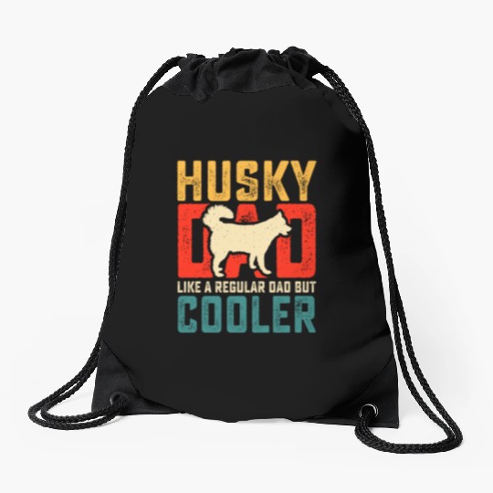 Cute Siberian Husky Dad Father's Day Drawstring Bags