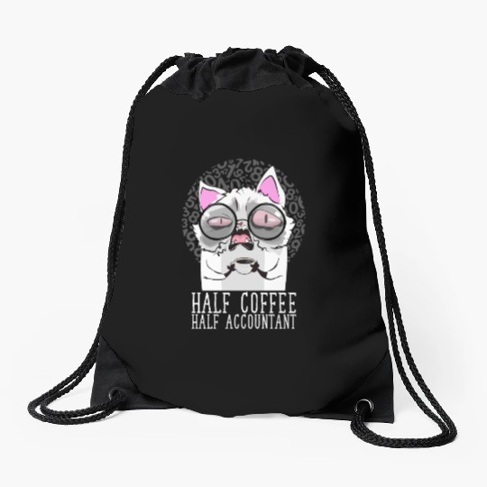 Half Coffee Half Accountant Funny Bookkeeper Drawstring Bags