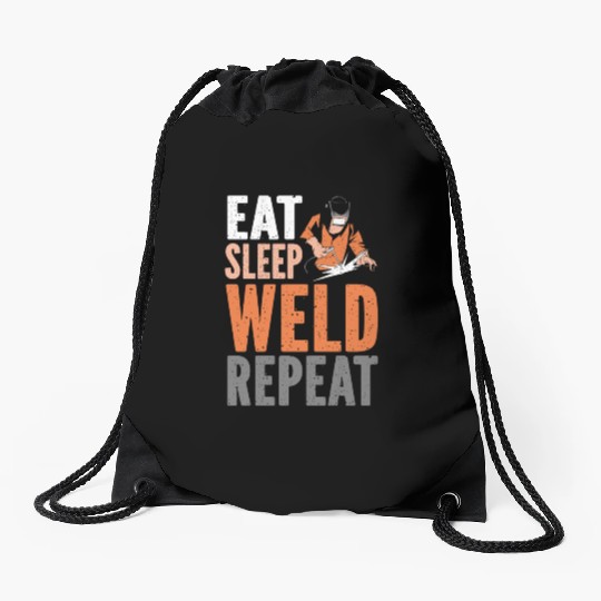 Welder Welding Vintage Eat Sleep Drawstring Bags