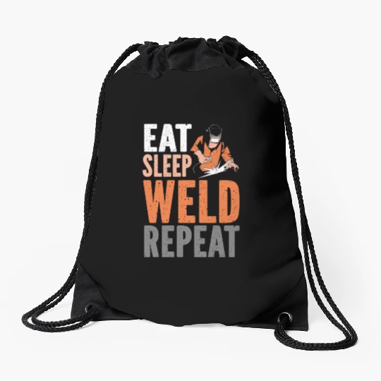Welder Welding Vintage Eat Sleep Drawstring Bags
