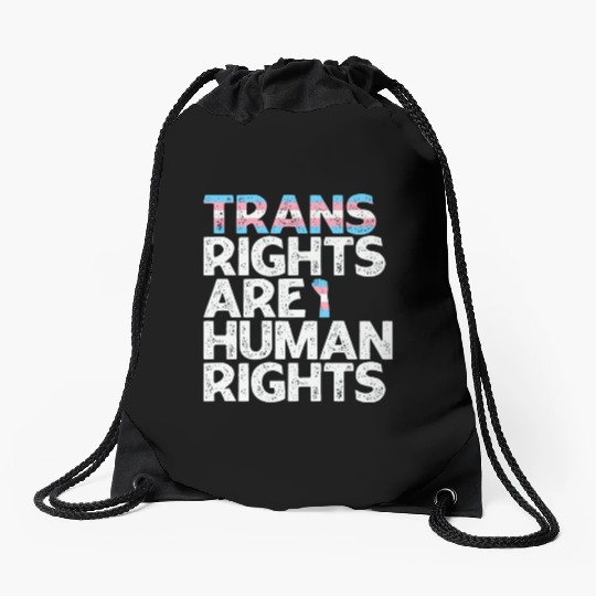 LBGT Flag Gay Pride Trans rights are human rights Drawstring Bags