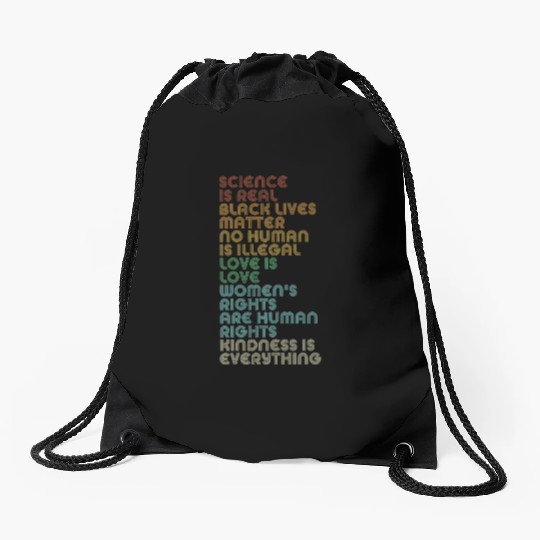 Vintage, Retro Science Is Real, Black Lives Matter Drawstring Bags