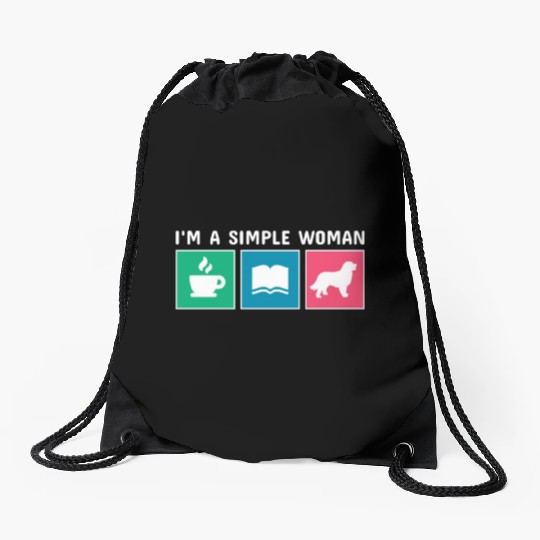 Coffee Books Bernese Mountain Dog Drawstring Bags