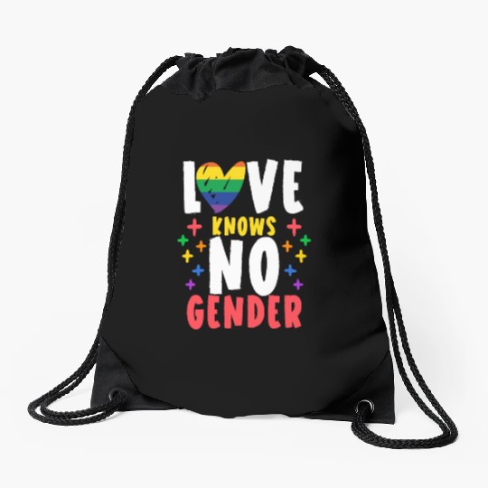 Love Knows No Gender Rainbow Pride Month Drawstring Bags