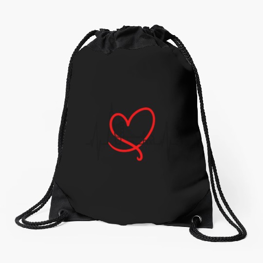 San Francisco Skyline Heartbeat California Lover Drawstring Bags