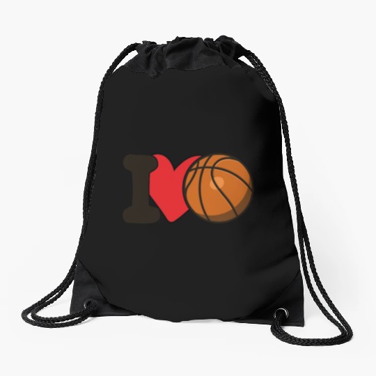 I Love Basketball For Basketball Lover Drawstring Bags