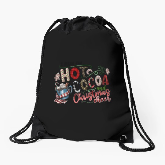I Run On Hot Cocoa And Christmas Cheer Drawstring Bags