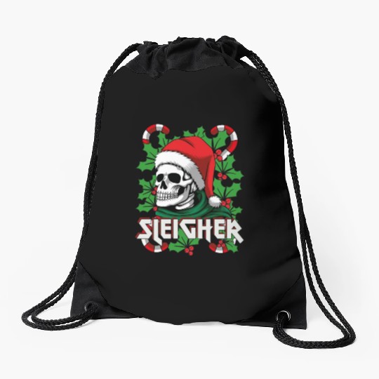 Sleigher Heavy Metal Santa Drawstring Bags