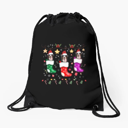 Bernese Mountain Dog Christmas Lights Gift Xmas Drawstring Bags