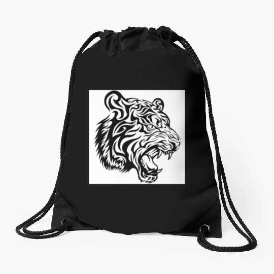 08 tribal tiger Drawstring Bags