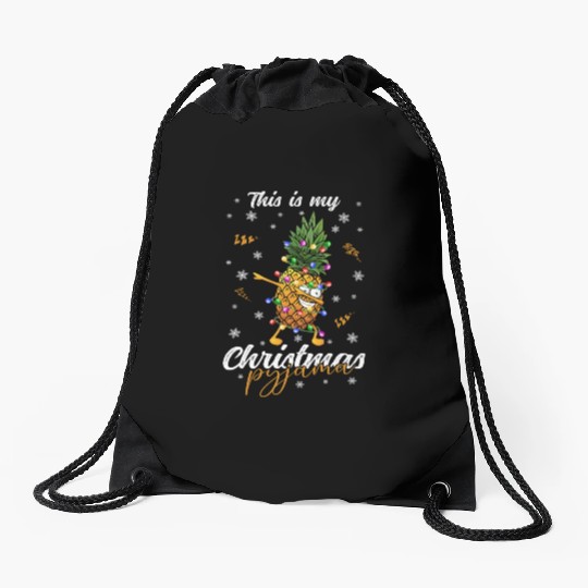 Winter Christmas Pyjama Pineapple Drawstring Bags