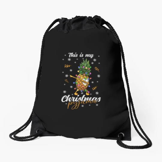 Winter Christmas Pyjama Pineapple Drawstring Bags