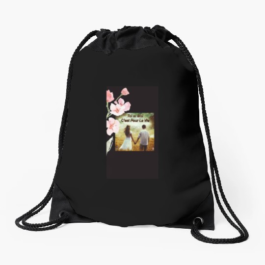 Amour: Toi et moi, C' est pour la vie Drawstring Bags