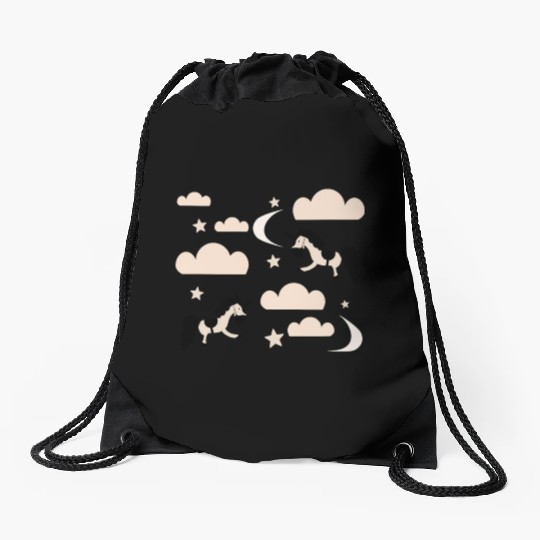 Unicorn rainbow Drawstring Bags