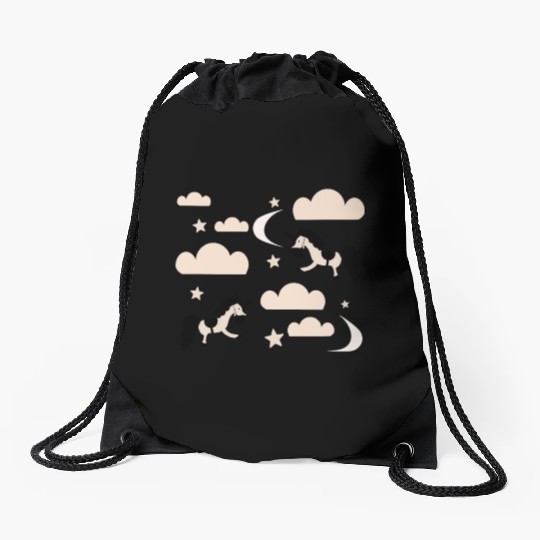 Unicorn rainbow Drawstring Bags