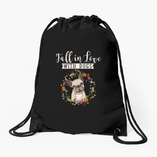 Autumn Women Flowers Fall Dog Lover Drawstring Bags