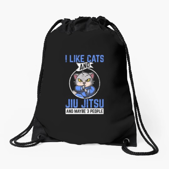 I Like Cats & Jiu Jitsu & Maybe 3 People Brazilian Drawstring Bags
