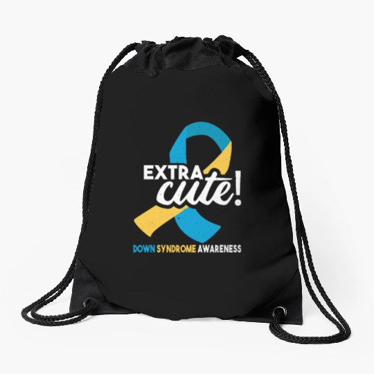 October Wear Blue Yellow Down Syndrome Awareness Drawstring Bags