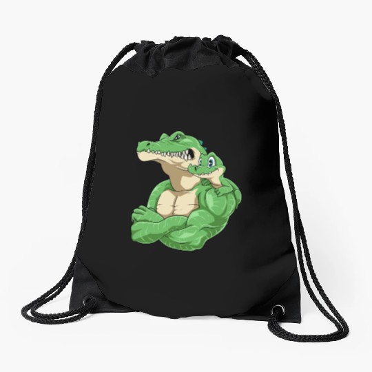 Strong Crocodile with Crocodile Kid for a Drawstring Bags