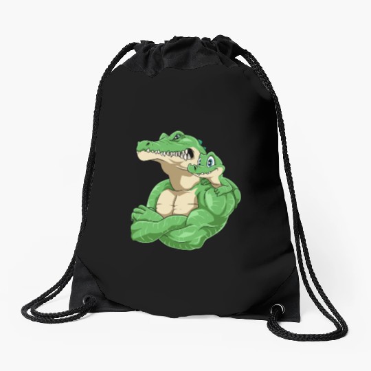 Strong Crocodile with Crocodile Kid for a Drawstring Bags