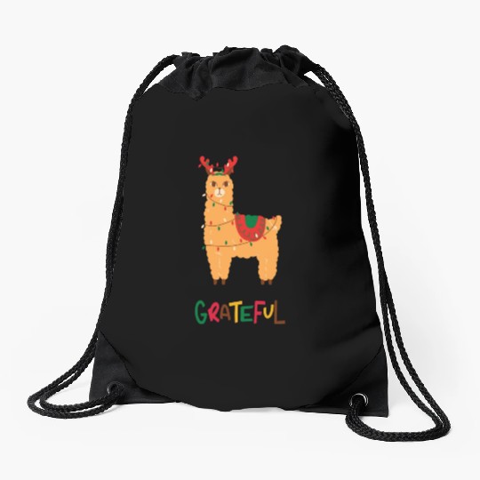 Fa La La La LLama - Grateful ! Drawstring Bags