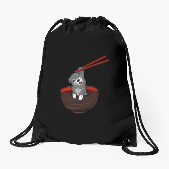 Schnauzer Dipping Noodles Drawstring Bags