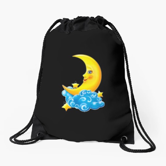 dessin de croissant de lune Drawstring Bags