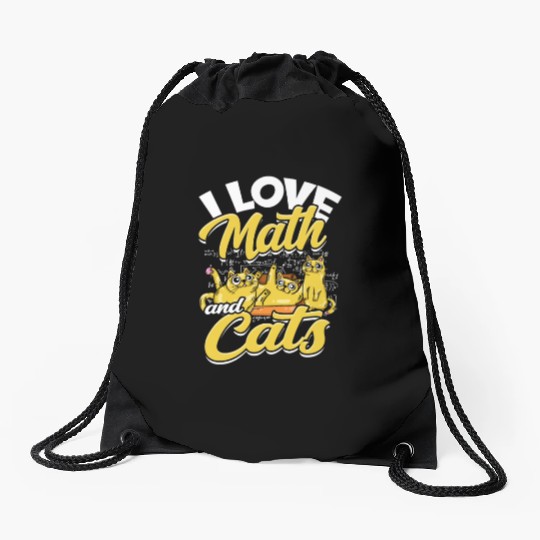 I love math and cats - mathematical Drawstring Bags