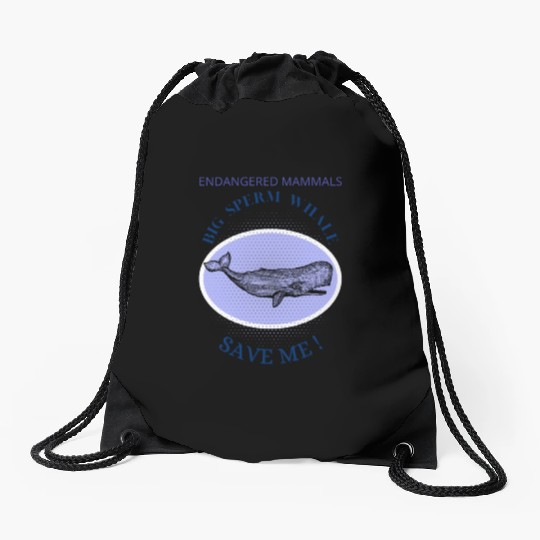 Mammals Endangered Big Sperm Whale Drawstring Bags