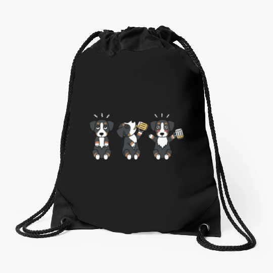 Bernese Mountain Dog Beer Lover Drawstring Bags