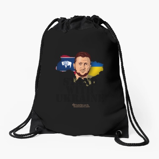 Ukraine Wyoming Flags Zelensky Drawstring Bags