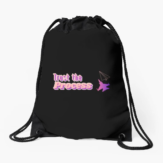 Trust the process - motivational quote Drawstring Bags
