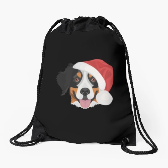 Bernese Mountain Dog Merry Christmas Drawstring Bags